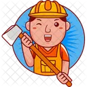 Builder Vector Cartoon Icon