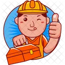 Builder Vector Cartoon Icon