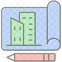 Building Blueprint Lineal Color Icon Icon