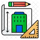 Building Design Blueprint Engineering Map Icon