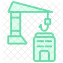 Building Site Duotone Line Icon 아이콘