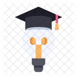 Bulb Graduation Cap Icon - Download In Flat Style