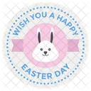 Bunny Badge Design Happy Easter Badge Easter Emblem Icon