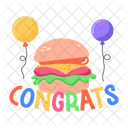 Burger Fast Food Congrats Word Icon