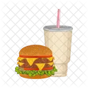 Burger Burger And Drink Fast Food Symbol