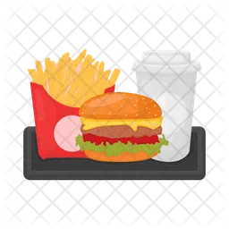 Burger and French fries with soda  Icon