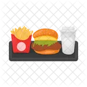 Burger and French fries with soda  Icon