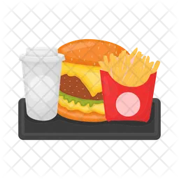 Burger and French fries with soda  Icon