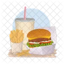 Burger Burger And Fries Junk Food Icono