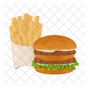 Burger Burger And Fries Junk Food Icon