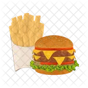 Burger Burger And Fries Junk Food Icon