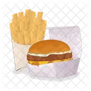 Burger Burger And Fries Junk Food Icon