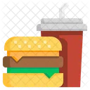 Burger und Kaltgetränk  Symbol