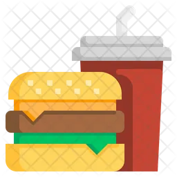 Burger und Kaltgetränk  Symbol