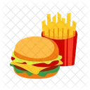 Burger Und Pommes Essen Getranke Symbol