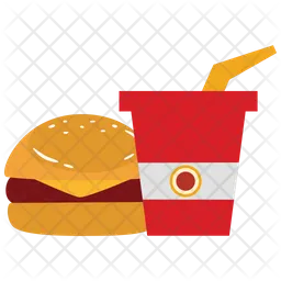Burger with cold drink Icon