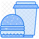 Burger With Cold Drink  Icon