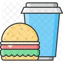 Burger With Cold Drink Icon