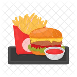 Burger with French fries  Icon