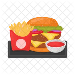 Burger with French fries  Icon