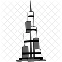 Black Monochrome Burj Khalifa Illustration Landmarks Icons Icon