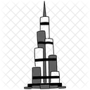Black Monochrome Burj Khalifa Illustration Landmarks Icons Symbol