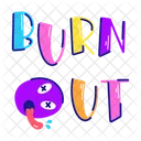 Burn Out Dead Emoji Typographic Text Icon