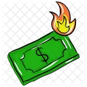 燃える紙幣、燃えるお金、破産 アイコン