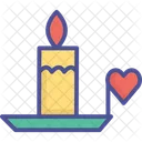 Burning Candle With Heart  Icon
