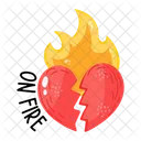 On Fire Burning Heart Broken Heart Icon