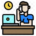 Man Laptop Clock Icon
