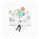 Business Fly on Balloon  Icon