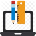 Business Tools Laptop Pencil Icon