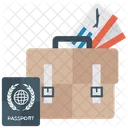 Business Travel Luggage Travelling Equipments Tickets Icon