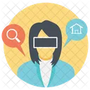 Business Woman Wearing Virtual Glasses Icon