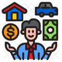 Businessman Money Home Icon