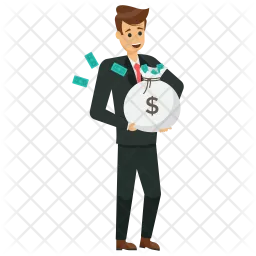 Businessman Holding Money Bag  Icon