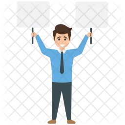 Businessman Holding Placard  Icon