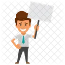 Businessman Holding Placard  Icon