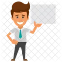 Businessman Holding Placard  Icon