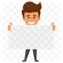 Businessman Holding Placard  Icon