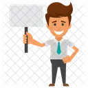 Businessman Holding Placard  Icon
