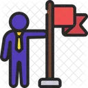 Businessman Holding Flag Icon
