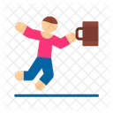 Businessman Jumping Man Character Icon