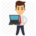Businessman Using Laptop  Icon