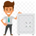 Businessman with Bank Safe  Icon