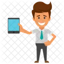 Businessman With Mobile  Icon