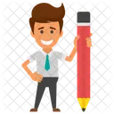 Businessman with Pencil  Icon