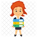 Businesswoman with Files  Icon