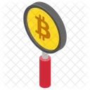 Busqueda De Bitcoin Explorador De Bitcoin Bitcoin Bajo Lupa Icono